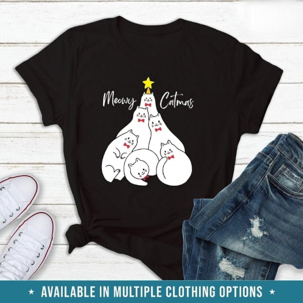 Merry Catmas Shirt Funny  Graphics Tshirt